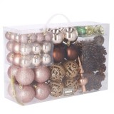 Set globuri si decoratiuni de Craciun, 101 piese, diverse dimensiuni, roz auriu Household NewTrend