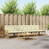 vidaXL Set de canapele de exterior 5 pcs Alb și crem 3388396