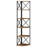 HOMCOM Biblioteca pe colt, Raft Industrial din Lemn si Metal cu 5 Etajere, raft de perete, Maro Rustic | Aosom Romania