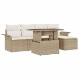 Cumpara ieftin Set de canapele pentru grădină cu pernă 6 pcs Bej Rattan poli