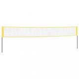 Plasa de badminton, galben si negru, 600x155 cm, tesatura PE