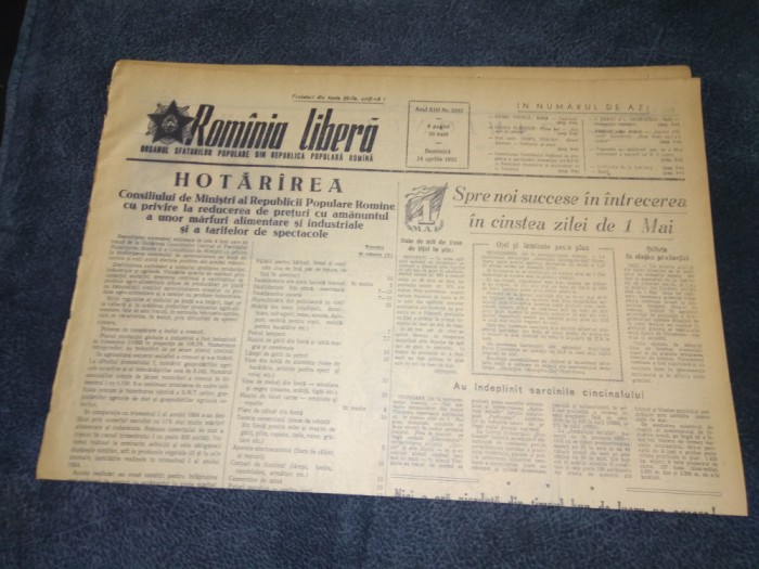 ZIARUL ROMANIA LIBERA 24 APRILIE 1955