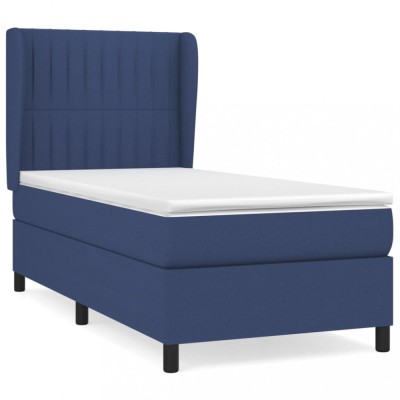 Pat box spring cu saltea, albastru, 80x200 cm, textil foto