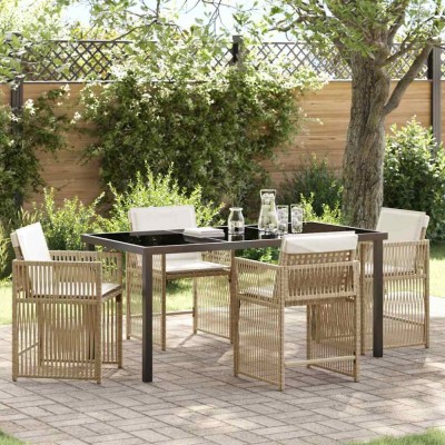 vidaXL Set de masă pentru grădină 5 pcs Bej poliratan 3380787 foto