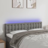 Cumpara ieftin Tăblie de pat cu LED, gri &icirc;nchis, 144x5x78/88 cm, textil