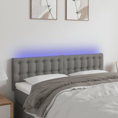 vidaXL Tăblie de pat cu LED, gri &icirc;nchis, 144x5x78/88 cm, textil 3122045