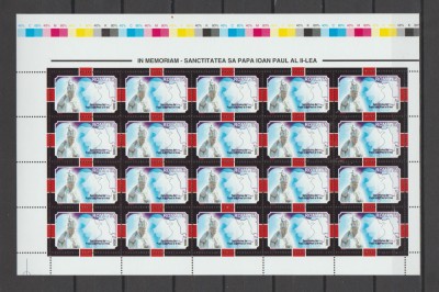ROMANIA 2005 - PAPA IOAN PAUL II - In memoriam- Set 2 coli cu 20 tb. LP. 1680 foto