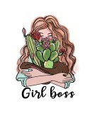 Cumpara ieftin Sticker decorativ Girl Bossl, Multicolor, 65 cm, 3905ST, Oem