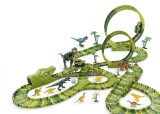 Set pista de masinute, circuit dino park, masinuta si dinozauri, 260 piese, JollyMag, 110485