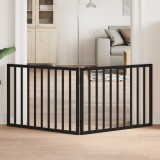 vidaXL Poartă pentru c&acirc;ini pliabilă 2 panouri negru, 160 cm, lemn plop