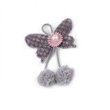 Accesoriu textil decorativ pentru haine, 43 x 65 mm, Fluture gri, Crisalida