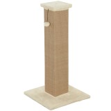 PawHut St&acirc;lp de zg&acirc;riere pentru pisici, incl. bilă jucărie, pluș, iută, 41 cm x 41 cm x 81 cm, Bej | Aosom Romania