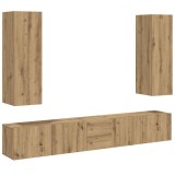 Cumpara ieftin Dulapuri TV montate pe perete 5 buc. stejar artizanal lemn