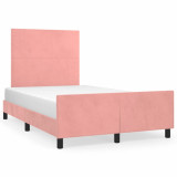 VidaXL Cadru de pat cu tăblie, roz, 120x190 cm, catifea