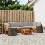 vidaXL Set de canapele de exterior 8 pcs Natural și gri deschis 3384157