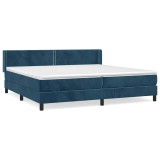 Cumpara ieftin Pat box spring cu saltea, albastru inchis, 200x200 cm, catifea