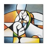 Tablou pictat manual dormitor, living, Indragostiti, 80x80cm ulei pe panza, gata de agatat pe perete