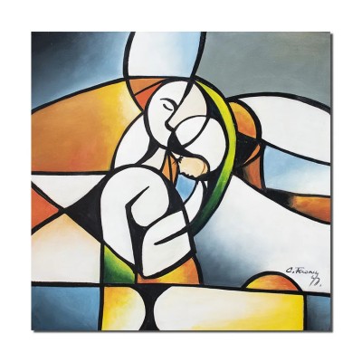 Tablou pictat manual dormitor, Iubire ancestrala, 80x80cm ulei pe panza, Constantin Feraru foto