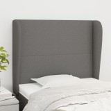 vidaXL Tăblie de pat cu aripioare gri &icirc;nchis 103x23x118/128 cm textil
