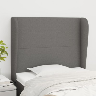 vidaXL Tăblie de pat cu aripioare gri &amp;icirc;nchis 83x23x118/128 cm textil 3117651 foto