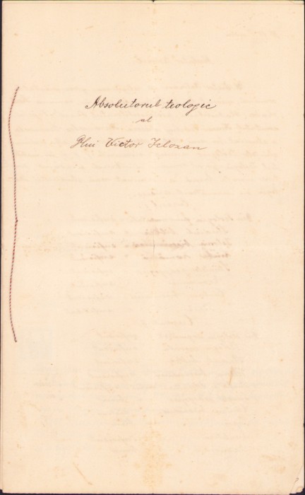 HST A2187 Absolutoriu teologic preot ortodox rom&acirc;n copie autentificată 1914