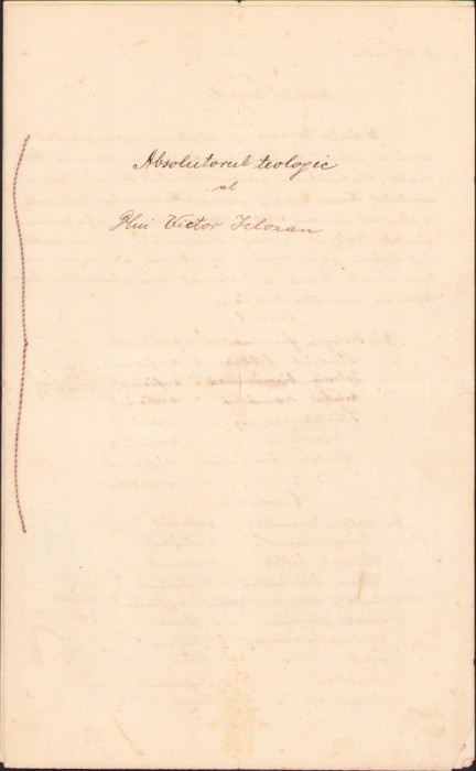 HST A2187 Absolutoriu teologic preot ortodox rom&acirc;n copie autentificată 1914