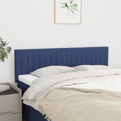 vidaXL Tăblii de pat, 2 buc., albastru, 72x5x78/88 cm, textil foto