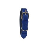 Zgarda Piele Naturala Caini Talie Medie, Albastru Inchis, Ajustabila 40-50cm, 60x2.5cm