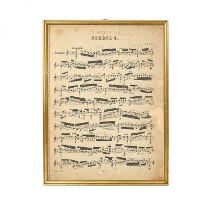 George Enescu, Sonata I de J.S. Bach, partitură semnată olograf foto