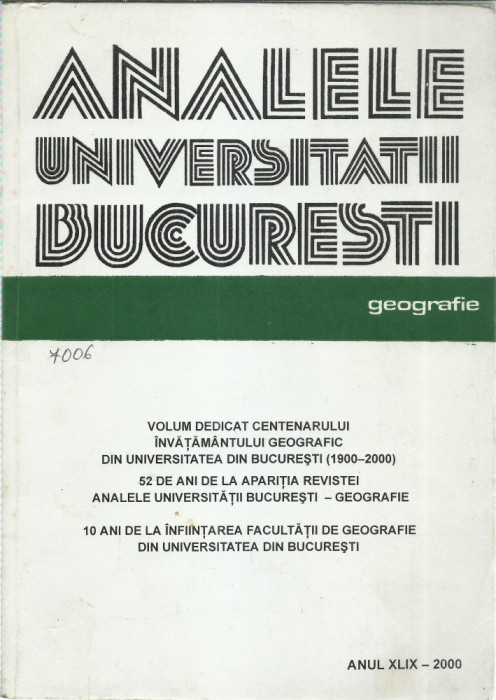 AS - ANALELE UNIVERSITATII BUCURESTI ANUL XLIX - 2000