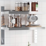 Gossi raft perete 2 niveluri 50x23,5x60 cm argintiu otel inoxidabil