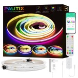 Cumpara ieftin Banda LED COB RGB Smart PAUTIX, 5M, 24V, IC Pixel Addressable, WiFi, 16 mil culori, compatibil Alexa