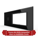 Cumpara ieftin Panou din sticla Livolo pentru &icirc;ntrerupator simplu si 2 prize, 6/7M, negru