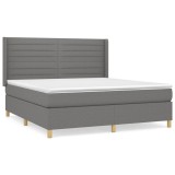 Cumpara ieftin Pat continental cu saltea, gri inchis, 160x200 cm, tesatura