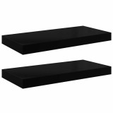 Cumpara ieftin Rafturi de perete, 2 buc., negru extralucios, 50x23,5x3,8 cm, MDF