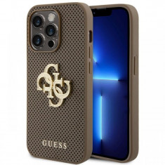 Guess Husa Perforated 4G Glitter Metal Logo iPhone 15 Pro Taupe