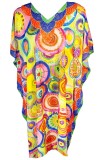 Rochie tip poncho MTL23 dama, portocaliu/galben one size, Matase