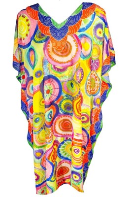 Rochie tip poncho MTL23 dama, portocaliu/galben one size foto