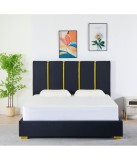 Pat Tapițat Catifea Negru Cod LB-214 160x200 cm, Somiera + Saltea&nbsp;160x200 -&nbsp;&nbsp;pret&nbsp;2650&nbsp;ron