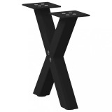 VidaXL Picioare pentru măsuță de cafea &icirc;n formă de X, 2 buc., negru, 30x(30-31) cm, oțel
