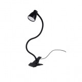 Lampa de birou cu clips, brat flexibil, 3 culori lumina, 10 niveluri, USB, negru, 45 cm, Izoxis