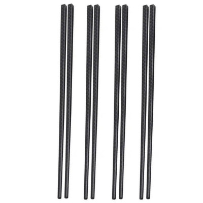 Set 4 perechi betisoare Pufo Premium din fibra de sticla pentru sushi, 24 cm, negru foto