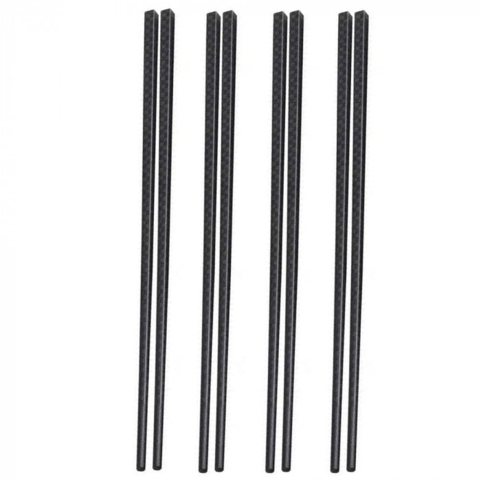 Set 4 perechi betisoare Pufo Premium din fibra de sticla pentru sushi, 24 cm, negru