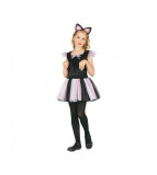 Costum carnaval pisica pentru cu copii bentita si rochie, marime 110 / 120 cm