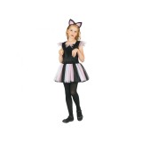Costum carnaval pisica pentru copii cu bentita si rochie, marime 120/130 cm (6-8 ani)