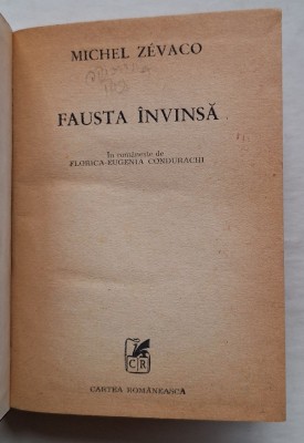 Michel Z&amp;eacute;vaco &amp;ndash; Fausta &amp;icirc;nvinsă, Cartea Rom&amp;acirc;nească (interbelic) &amp;ndash; hardcover foto