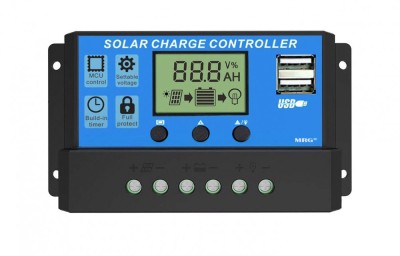 Controler Panou Solar MRG MW88B, 20A, 12V 24V, Negru C808 foto