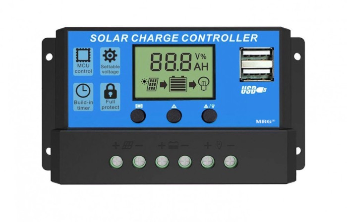 Controler Panou Solar MRG MW88B, 20A, 12V 24V, Negru C808