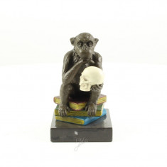 Maimuta Darwin filozofand- statueta din bronz pe un soclu din marmura BG-48