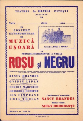 HST A465 Afiș Pitești concert formația Roșu și Negru Rom&amp;acirc;nia comunistă foto